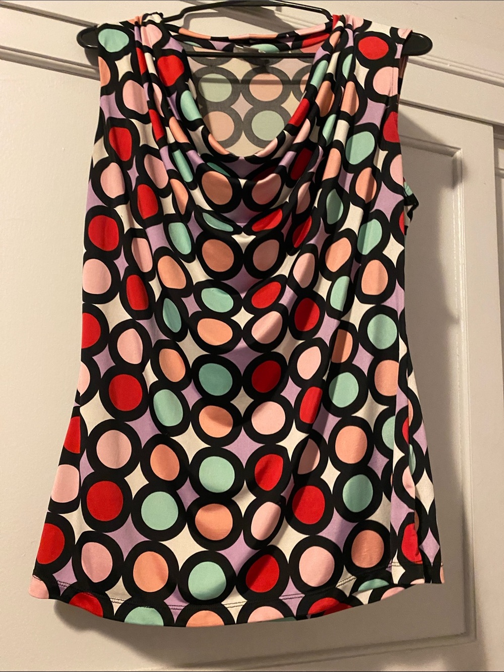 Worthington Sleeveless Cowl Neck Polka Dot Camisole - multicolored - Sz L
